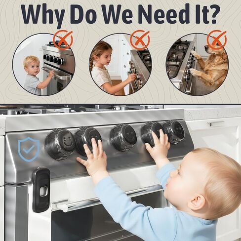 Stove Knob Safety Covers, (5+1Pack) Dual-Lucks Oven Knob Covers for Child Safety, Clear Vies, Universal Size (White) in Saudi Arabia