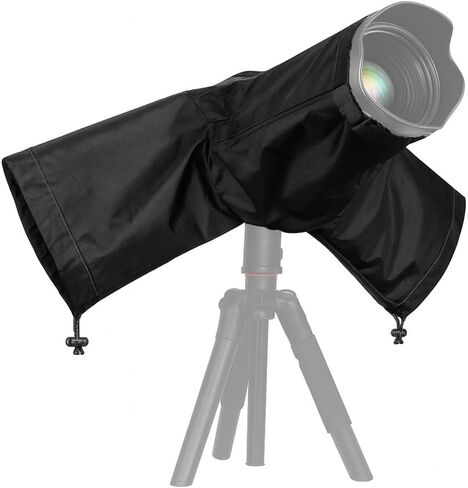 غطاء مطر للكاميرا مقاوم للماء - واقي للطقس DSLR وSLR عالمي مع نافذة شفافة، وأكمام برباط قابلة للتعديل وملاءمة آمنة، وغطاء مطر للتصوير في الهواء الطلق، والسفر، والظروف القاسية in Kuwait