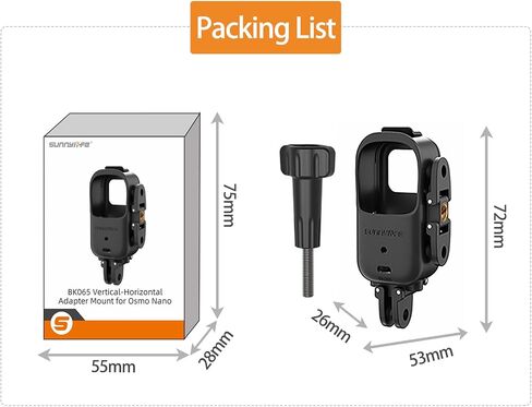 Vertical & Horizontal Action Mount Bracket Frame for DJI Osmo Nano, Expansion Adapter to Connect Other Camera Accessories in Saudi Arabia