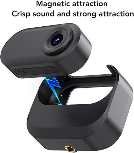 Sanpyl Thumb Action Camera with Magnetic Mount 1080P Recording, 64GB Body Worn POV Camera Type C Transfer for Cycling Motorcycle Travel Vlog (Black) in Saudi Arabia