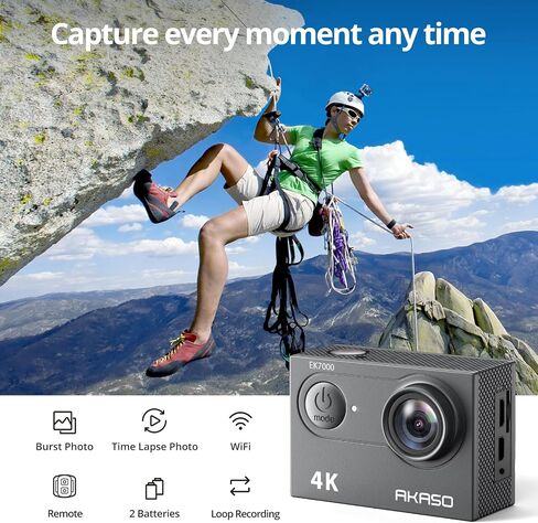 AKASO EK7000 Action Camera with MicroSDXC U3 Card and Adhesive Mount Kit Bundle in Saudi Arabia