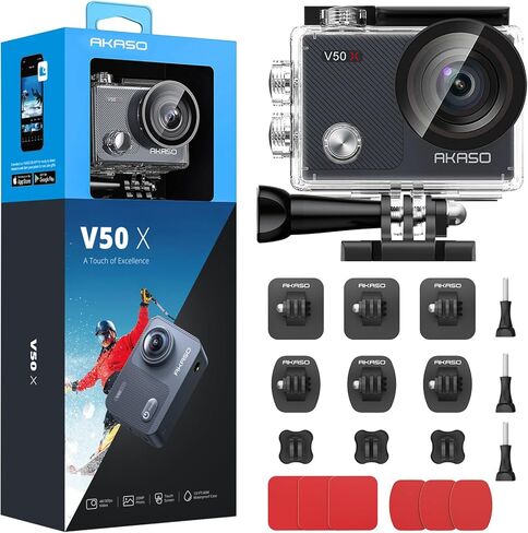 AKASO V50X Action Camera and Adhesive Mount Kit Bundle in Saudi Arabia