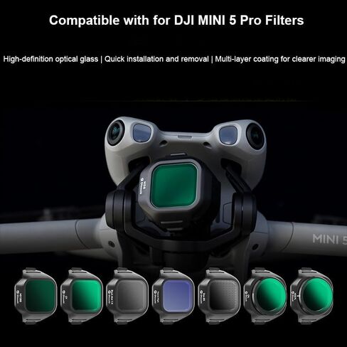 مرشح عدسة لمجموعة مرشحات DJI Mini 5 Pro UV ND CPL، مرشحات عدسة طائرة بدون طيار محايدة الكثافة، زجاج بصري عالي الدقة متعدد الطبقات / مرشح إطار بلاستيكي ملحقات عدسة الكاميرا بدون طيار (ND64/PL) in Kuwait