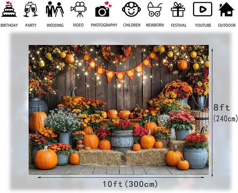 ltlyh 7x5ft سقوط خلفية الصورة للتصوير الفوتوغرافي الخريف الحصاد الشكر خلفية، سقوط أوراق اليقطين ريفي حفلة عيد ميلاد زينة خلفية 341 in Kuwait