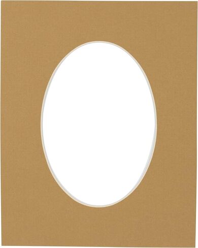 10x18 Mat Bevel Cut for 8.5x11 Photos - Precut Rattan Beige Oval Shaped Photo Mat Board Opening - Acid Free Matte to Protect Your Pictures - Bevel Cut for Family Photos, Pack of 1 Matboard in Saudi Arabia