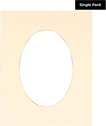 10x18 Mat Bevel Cut for 8.5x11 Photos - Precut Rattan Beige Oval Shaped Photo Mat Board Opening - Acid Free Matte to Protect Your Pictures - Bevel Cut for Family Photos, Pack of 1 Matboard in Saudi Arabia