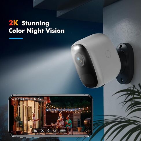 2K Wireless WiFi Surveillance Camera Battery, 4MP Indoor Camera with Magnetic Base, Colour Night Vision, AI & PIR Motion Detection, Two-Way Audio, IP65 Waterproof in Saudi Arabia