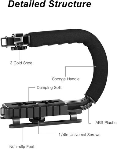 Camera Action Stabilization Grip Black Lightweight Good Hand Feeling U Shape Universal Handheld Camera Stabilization Sponge with Cold Shoe for Video in Saudi Arabia