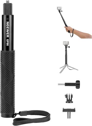 طقم قضيب تمديد NEEWER متوافق مع DJI OSMO Action 5 Pro 4 3 GoPro Insta360 AKASO، عصا سيلفي غير مرئية مقاس 27.8 بوصة، محول كاميرا الحركة وحامل مغناطيسي سريع الفك لتسجيل الفيديو، GP-86 in Kuwait