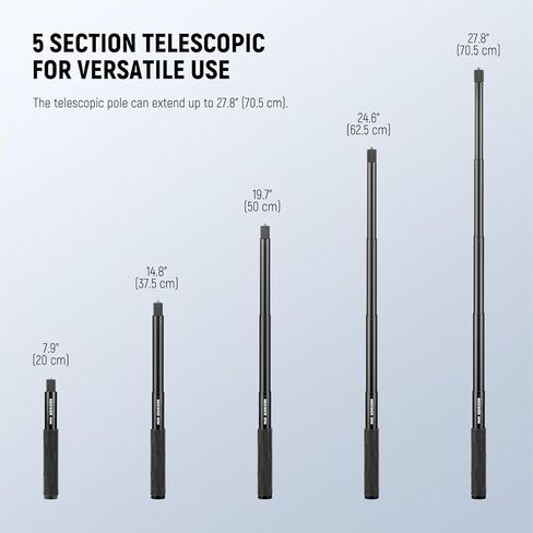 طقم قضيب تمديد NEEWER متوافق مع DJI OSMO Action 5 Pro 4 3 GoPro Insta360 AKASO، عصا سيلفي غير مرئية مقاس 27.8 بوصة، محول كاميرا الحركة وحامل مغناطيسي سريع الفك لتسجيل الفيديو، GP-86 in Kuwait