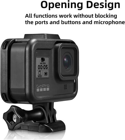 قفص إطار لكاميرا Gopro Hero 8 باللون الأسود، هيكل عظمي لقفص متين مع قاعدة تثبيت سريعة التحرير ومسمار طويل، إطار واقٍ خفيف الوزن للأحذية الباردة لـ Gopro Hero 8 in Saudi Arabia