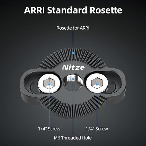 Nitze M6 Rosette Mount Adapter for ARRI Standard with 1/4" Screws, Female Rosette Mount for Camera Cage and Side Handle - N64-G in Saudi Arabia