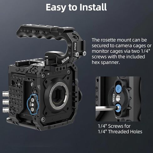 Nitze M6 Rosette Mount Adapter for ARRI Standard with 1/4" Screws, Female Rosette Mount for Camera Cage and Side Handle - N64-G in Saudi Arabia