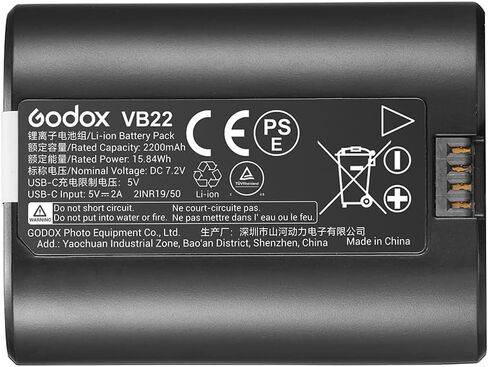 بطارية GODOX VB22 لـ V480، استبدال البطارية مع منفذ USB C لـ V480C V480S V480N V480O V480F فلاش الكاميرا Speedlite in Saudi Arabia