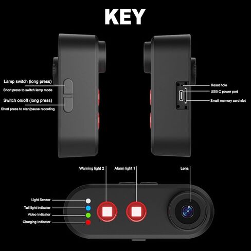 Bike Camera, IPX6 Water Proof Loop Recording Bike Rear View Camera 4K for Cycling (Without Memory Card) in Saudi Arabia