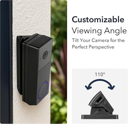 Wasserstein Horizontal Wedge Mount Compatible with Duo Cam Video Doorbell - Adjustable Angle for Better Viewing for Your Doorbell Camera - Optional No-Drill Installation (1 Pack, Black) in Saudi Arabia