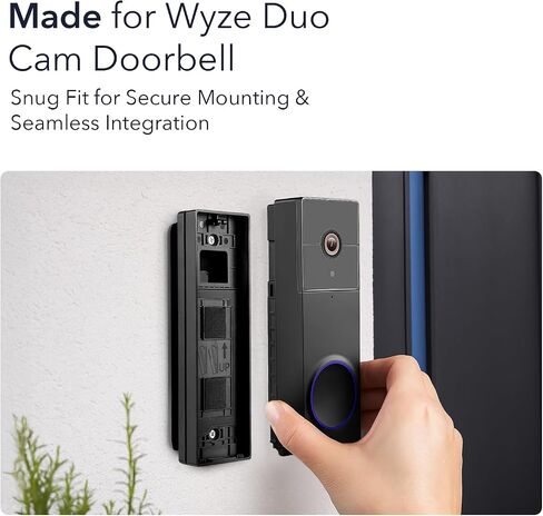 Wasserstein Horizontal Wedge Mount Compatible with Duo Cam Video Doorbell - Adjustable Angle for Better Viewing for Your Doorbell Camera - Optional No-Drill Installation (1 Pack, Black) in Saudi Arabia
