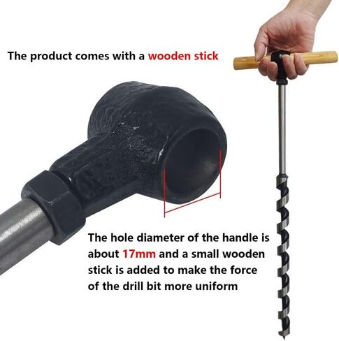 Manual Hand Drill and Hand Wood Auger for Wood Camping Shelter Building, Multipurpose Manual Survival Drill Bit with A Wooden Stick Hand Auger Woodworking Hole Saw Bit to Fix The ​Tent Nails (Color : in Saudi Arabia