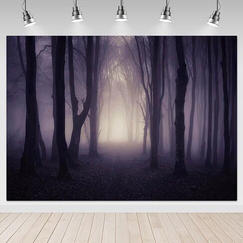 Mocsicka 7x5ft Halloween Backdrop Misty Woods Dark Gloomy Forest Vampire Witch Wizard Party Background Halloween Night Ghost Photography Backdrops in Saudi Arabia