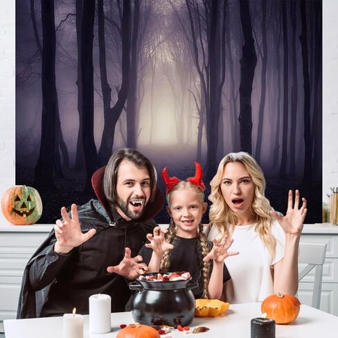 Mocsicka 7x5ft Halloween Backdrop Misty Woods Dark Gloomy Forest Vampire Witch Wizard Party Background Halloween Night Ghost Photography Backdrops in Saudi Arabia