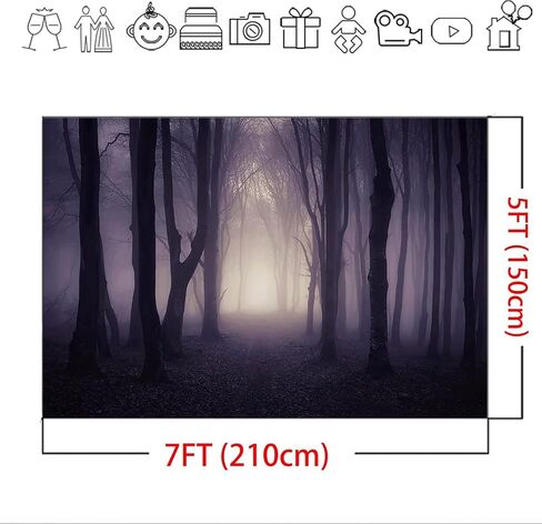 Mocsicka 7x5ft Halloween Backdrop Misty Woods Dark Gloomy Forest Vampire Witch Wizard Party Background Halloween Night Ghost Photography Backdrops in Saudi Arabia