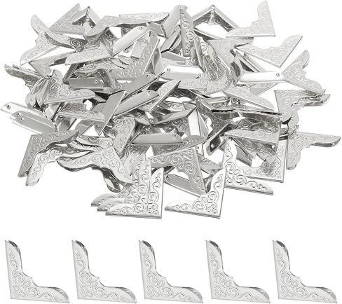 PATIKIL 0.9 x 0.9 Inches Metal Book Corners Protector, Vintage Iron Triangle Decorative Trim Corner Guard Edge Cover for Notebook Scrapbooking Albums - 80pcs (Silver) in Kuwait