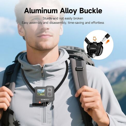 SVBONY Neck Mount with Air Cushion, Adjustable Chest Strap and Necklace Lanyard Holder, for GoPro Hero 13/12/11/10/9, Insta 360 X5/X4/Ace Pro 2, DJI Osmo 360 Action 3/4/5 Pro and Most Action Cameras in Saudi Arabia