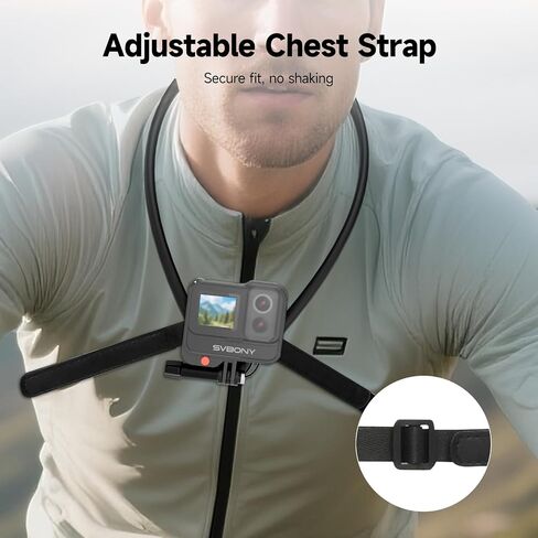 SVBONY Neck Mount with Air Cushion, Adjustable Chest Strap and Necklace Lanyard Holder, for GoPro Hero 13/12/11/10/9, Insta 360 X5/X4/Ace Pro 2, DJI Osmo 360 Action 3/4/5 Pro and Most Action Cameras in Saudi Arabia