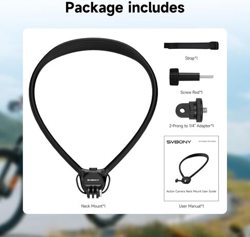 SVBONY Neck Mount with Air Cushion, Adjustable Chest Strap and Necklace Lanyard Holder, for GoPro Hero 13/12/11/10/9, Insta 360 X5/X4/Ace Pro 2, DJI Osmo 360 Action 3/4/5 Pro and Most Action Cameras in Saudi Arabia