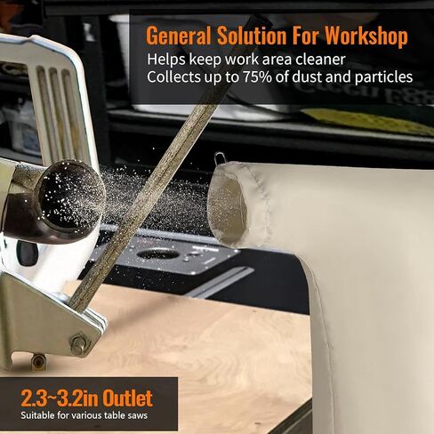 Universal 10" Table Saw Dust Collector Bag Compatible for Dewalt, Ryobi, Bosch, Craftsman, Delta, Metabo, Kobalt, Skilsaw (2.5" Dust Port) – 1 Pack, Beige in Saudi Arabia