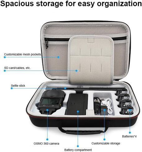Portable Large Compact Storage Bag for DJI OSMO 360 Panoramic Camera and Accessories Oxford Fabric+EVA Travel Carrying Case with Handheld Handle and Shoulder Strap in Saudi Arabia