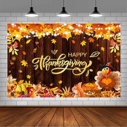 7x5ft Thanksgiving Day Backdrop Give Thanks Party Decorations Fall Pumpkin Maple Leaf Turkey Corn Fruit Harvest Welcome Autumn Photography Background Happy Fall Banner Photo Shoot Props in Saudi Arabia