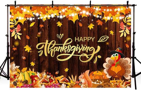 7x5ft Thanksgiving Day Backdrop Give Thanks Party Decorations Fall Pumpkin Maple Leaf Turkey Corn Fruit Harvest Welcome Autumn Photography Background Happy Fall Banner Photo Shoot Props in Saudi Arabia