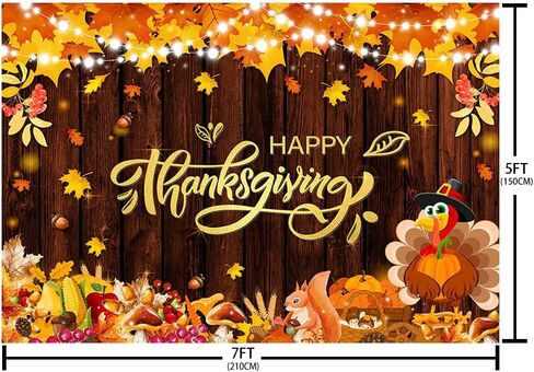 7x5ft Thanksgiving Day Backdrop Give Thanks Party Decorations Fall Pumpkin Maple Leaf Turkey Corn Fruit Harvest Welcome Autumn Photography Background Happy Fall Banner Photo Shoot Props in Saudi Arabia