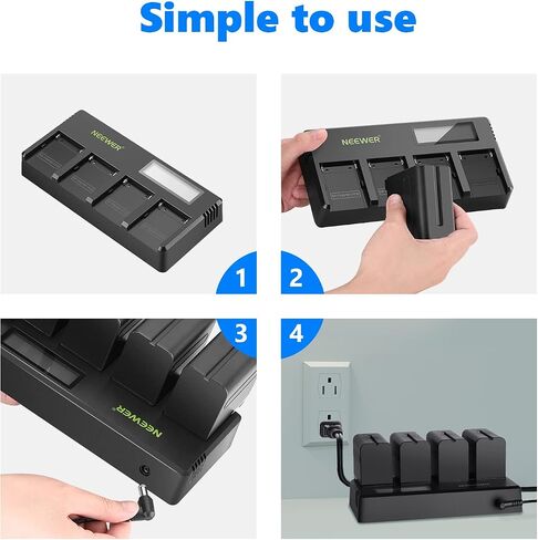 NEEWER Full Camera Cage Compatible with Sony a7R V/a7R IV/a7 IV/a7S III/a1, Aluminum Video Camera Rig with Full Access/Arca Type QR Base, 4-Pack 7.4V 6600mAh NP-F970 Replacement Batteries Included in Saudi Arabia