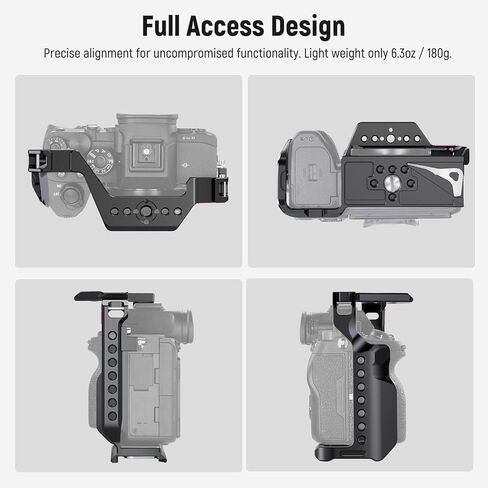 NEEWER Full Camera Cage Compatible with Sony a7R V/a7R IV/a7 IV/a7S III/a1, Aluminum Video Camera Rig with Full Access/Arca Type QR Base, 4-Pack 7.4V 6600mAh NP-F970 Replacement Batteries Included in Saudi Arabia