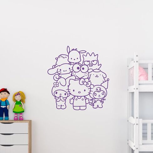 Vinyl Art Decal Decor - Sanrio Friends - 22" to 21" Each - Cute Trendy Inspiring Lovely Design for Girls Boys Bedroom Closet Playroom Nursery Kinder Daycare Living Room Wall Sticker in Saudi Arabia