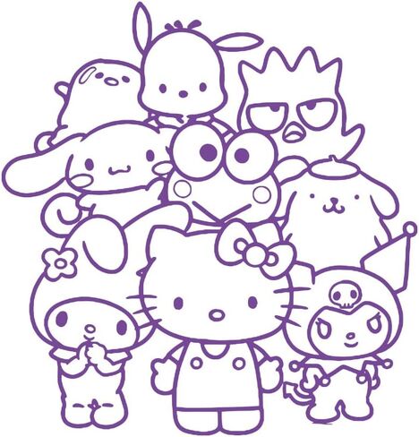 Vinyl Art Decal Decor - Sanrio Friends - 22" to 21" Each - Cute Trendy Inspiring Lovely Design for Girls Boys Bedroom Closet Playroom Nursery Kinder Daycare Living Room Wall Sticker in Saudi Arabia