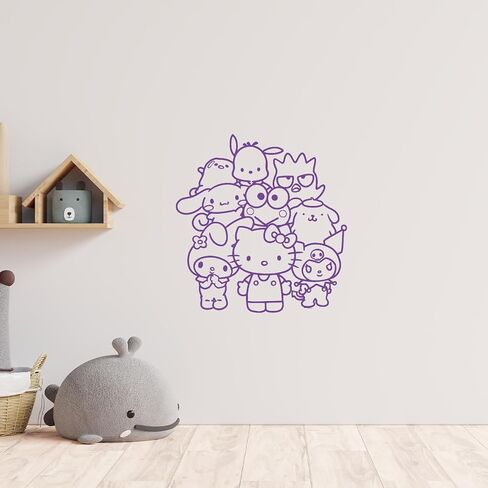 Vinyl Art Decal Decor - Sanrio Friends - 22" to 21" Each - Cute Trendy Inspiring Lovely Design for Girls Boys Bedroom Closet Playroom Nursery Kinder Daycare Living Room Wall Sticker in Saudi Arabia