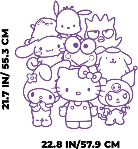 Vinyl Art Decal Decor - Sanrio Friends - 22" to 21" Each - Cute Trendy Inspiring Lovely Design for Girls Boys Bedroom Closet Playroom Nursery Kinder Daycare Living Room Wall Sticker in Saudi Arabia