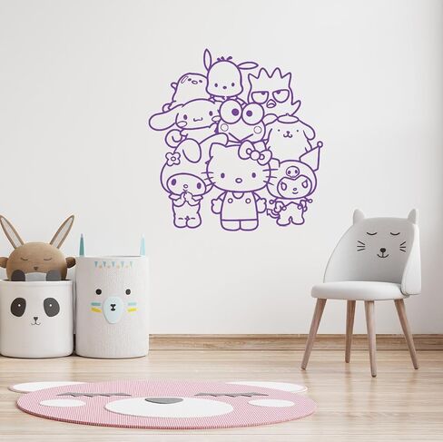 Vinyl Art Decal Decor - Sanrio Friends - 22" to 21" Each - Cute Trendy Inspiring Lovely Design for Girls Boys Bedroom Closet Playroom Nursery Kinder Daycare Living Room Wall Sticker in Saudi Arabia