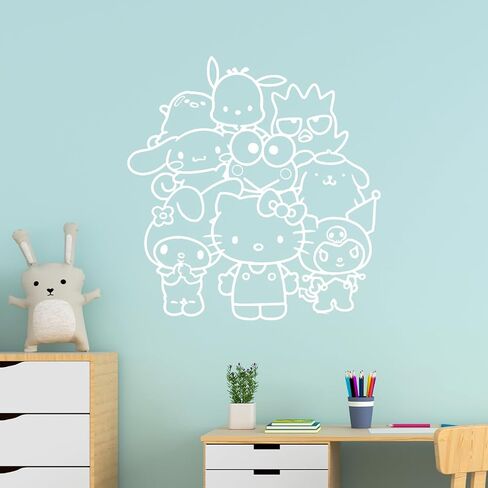 Vinyl Art Decal Decor - Sanrio Friends - 22" to 21" Each - Cute Trendy Inspiring Lovely Design for Girls Boys Bedroom Closet Playroom Nursery Kinder Daycare Living Room Wall Sticker in Saudi Arabia