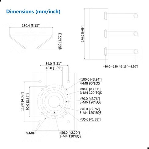 DH-PFA150 Pole Mount Bracket for Dahua Camera DH-PFB300S, DH-PFB300W, DH-PFB301W, DH-PFA120, DH-PFA130, DH-PFA131, DH-PFA140, DH-PFB300C, DH-PFB301C，DH-HDC-HFW3200C, DH-IPC-HFW in Saudi Arabia