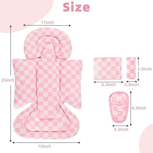 4 in 1 Infant Car Seat Insert, Baby Car Seat Head Body Support for Girls & Boys, Reversible Newborn Car Seat Insert with 3 Extra Strap Paddings, Premature Car Seat Cushion (Pink) in Saudi Arabia