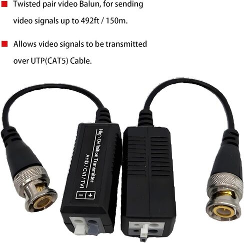 HD-CVI/TVI/AHD Video Balun with Power Connector, RJ45 CAT5 Data Transmitter, BNC Twisted (2 Pair) in Saudi Arabia
