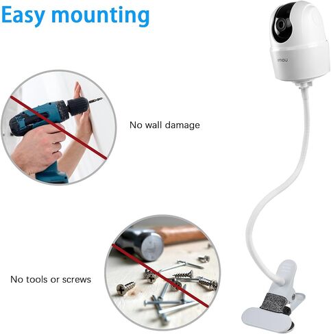 Clip Clamp Mount Compatible with Imou 2K WiFi Security Camera Indoor Pet Dog Baby Camera (White) in Saudi Arabia