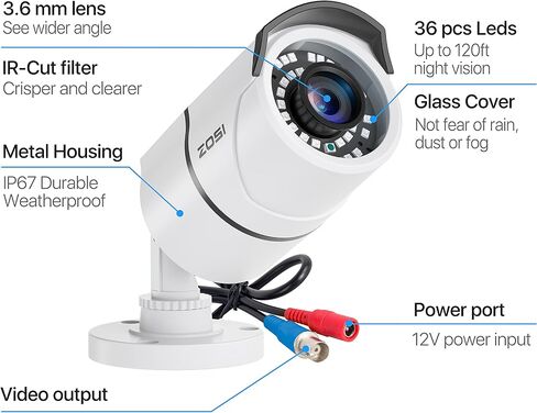 ZOSI 1080p H.265+ Security Camera System, 16 Channel DVR with AI Human Vehicle Detection, 8 x 1080p Surveillance Bullet Cameras Outdoor, 100ft Night Vision, 90° Wide Angle, Remote Access, 4TB HDD in Saudi Arabia