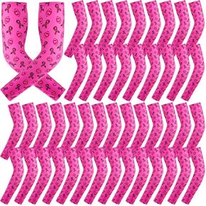 Jecery 24 Pairs Breast Cancer Awareness Arm Sleeves for Football Pink Ribbon Compression UV Cover Non-Slip in Kuwait