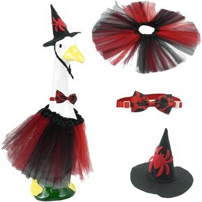 ملابس تزيين إوز الهالوين، فستان مع قبعة ساحرة وربطة عنق، مجموعة من 3 قطع تناسب تماثيل مقاس 23 بوصة، ديكور فناء الخريف في الهواء الطلق in Kuwait