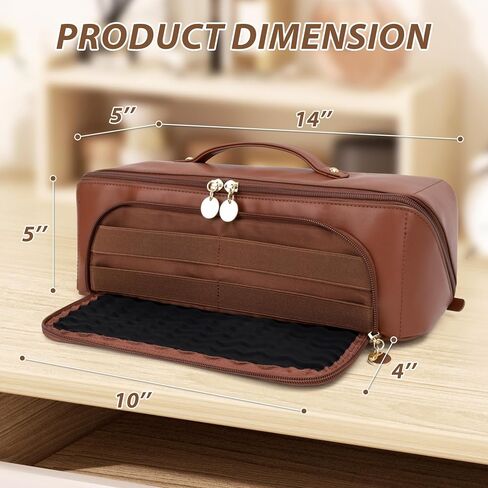 Hot Hair Tools Travel Bag with Heat Resistant Silicone Mat, 2 in 1 Hair Dryer Storage Bags, Women Travel Essentials Organizer Case for Curling Irons, Straighteners, Hot Air Brushes (Brown) in Saudi Arabia